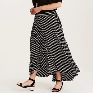 Torrid Navy & White Striped Maxi Skirt